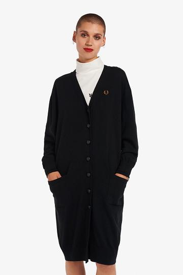 Fred Perry Longline Cardigan Naisten Neuleet Mustat | FI 1127UZGT